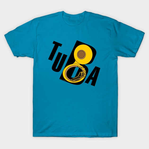 Slanted Tuba Text T-Shirt by Barthol Graphics